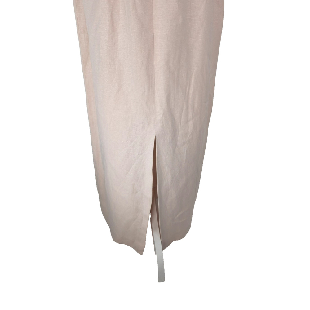 Vintage Linen Blend Long Maxi Dress Size 14 Blush Pink Beachy Feminine 90s - Picture 5 of 10
